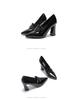 2025 Women's Spring & Autumn Fashion Pointed Toe Chunky Heel Leather Shoes - British Style High Heels