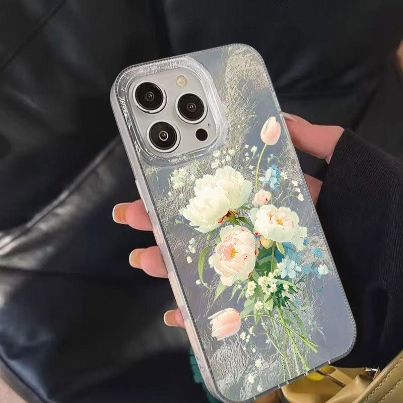 Cute Girl Style White Bouquet Trendy Hard Phone Case Compatible For Apple Iphone