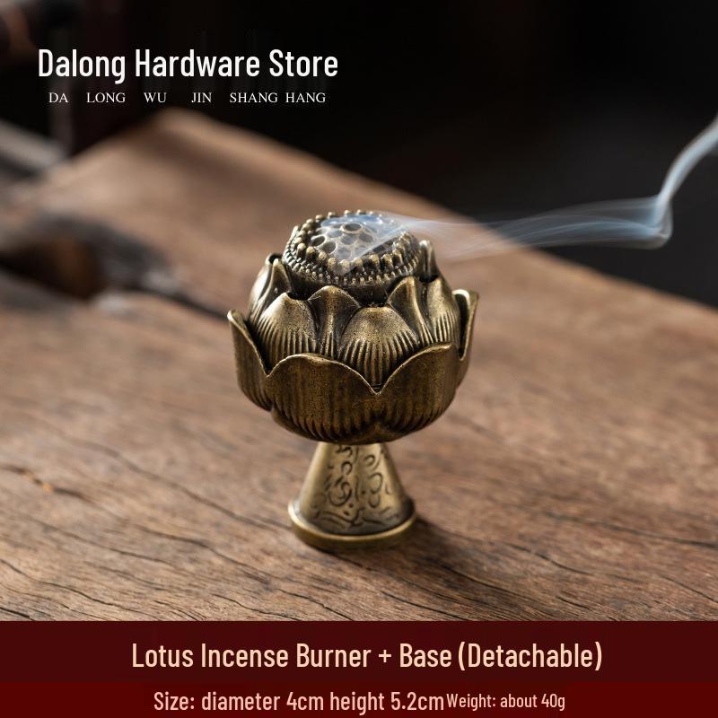 Xiangyun Copper Aromatherapy Incense Burner - Hollow Lotus Design, Three-Legged with Porous Baolian Lantern and Boshan Style.