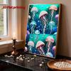5D DIY Frameless Pearl Painting Jellyfish Pattern Painting Kit, Suitable for Home Living Room Bedroom and Other Wall Decoration Art Paintings