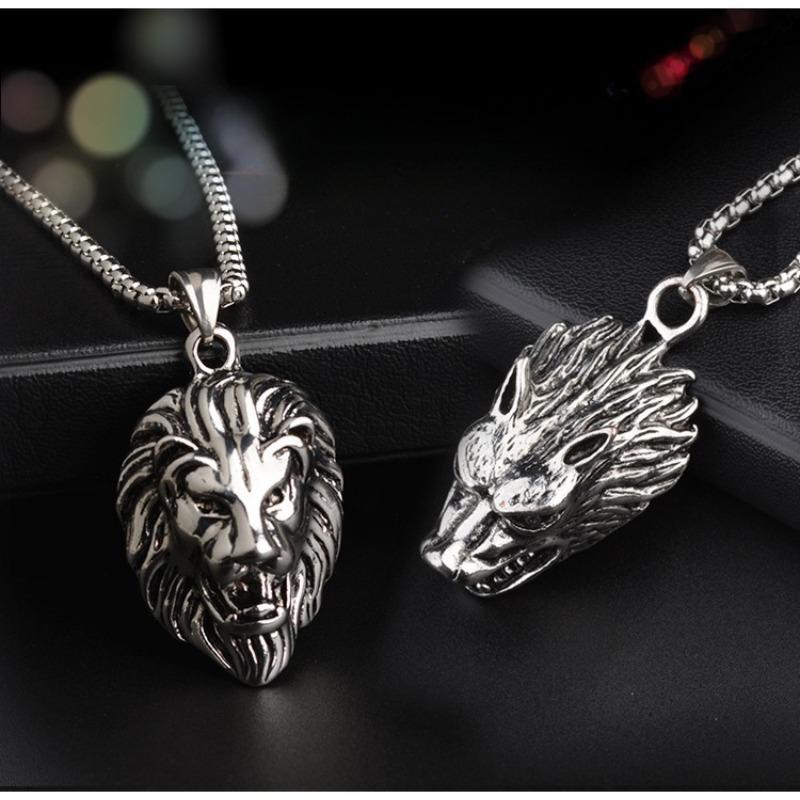 Hip hop retro men's titanium steel necklace trendy animal tail pendant long chain sweater necklace punk style street jewelry for daily wear