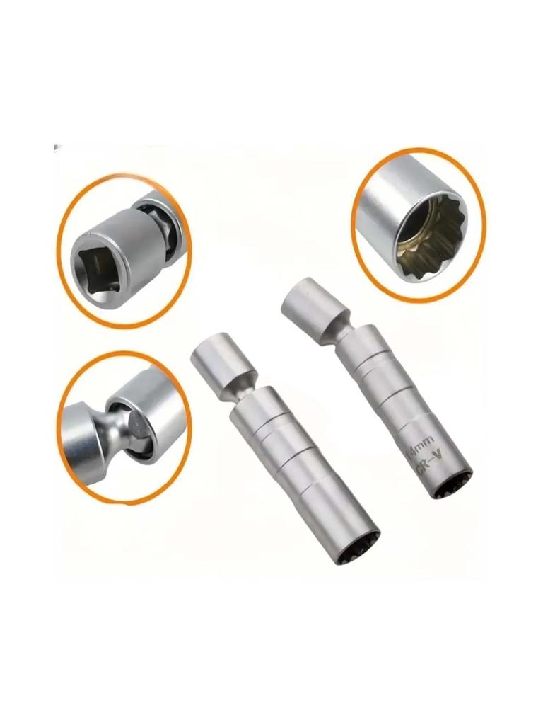Bougiesleuteladapter 14mm 16mm cardankop met magnetische flexibele dunwandige 3/8" aandrijving auto onderhoudsgereedschap