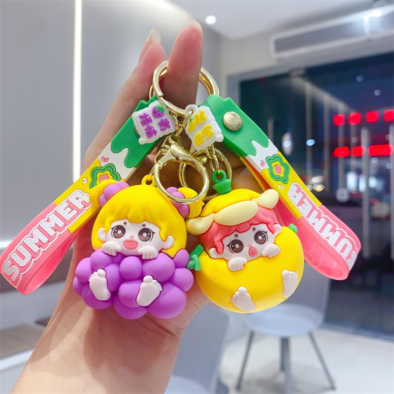 New Fruit Baby Series Summer Silicone Keychain Cute Girls Bag Pendant Gifts