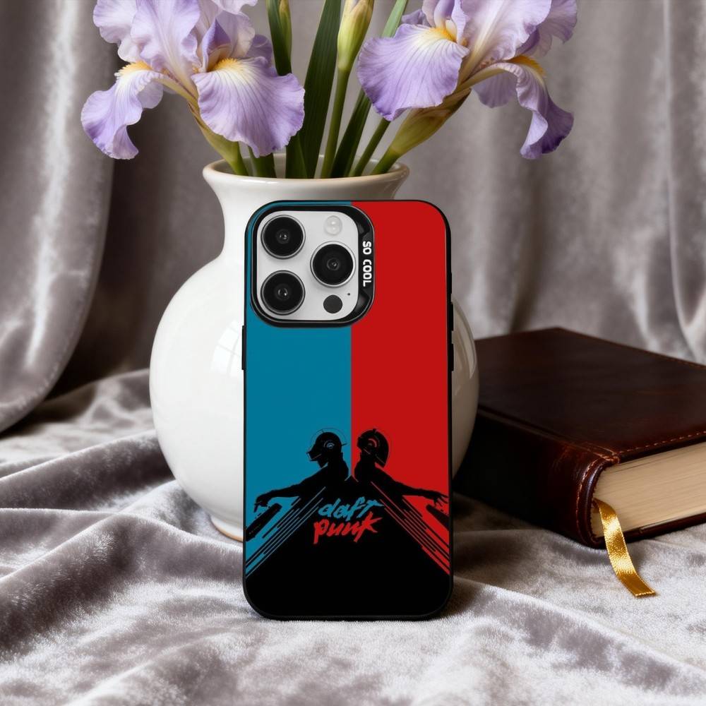 Coque de téléphone D-Daft-T P-Punk-K Pour iPhone17,16,15,14,13,12,11 Plus,Pro Max Noir Argenté Bonbon coque de téléphone
