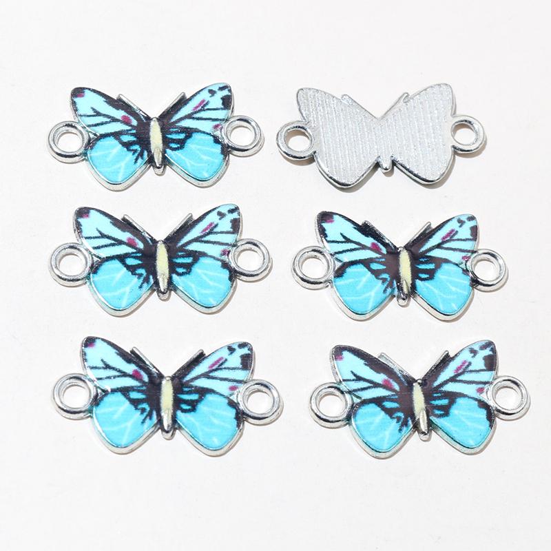 10pcs 14x16mm Acrylic Butterfly Charms Alloy Metal Charm Pendant For Necklace Bracelet DIY Jewelry Making Accessories Findings