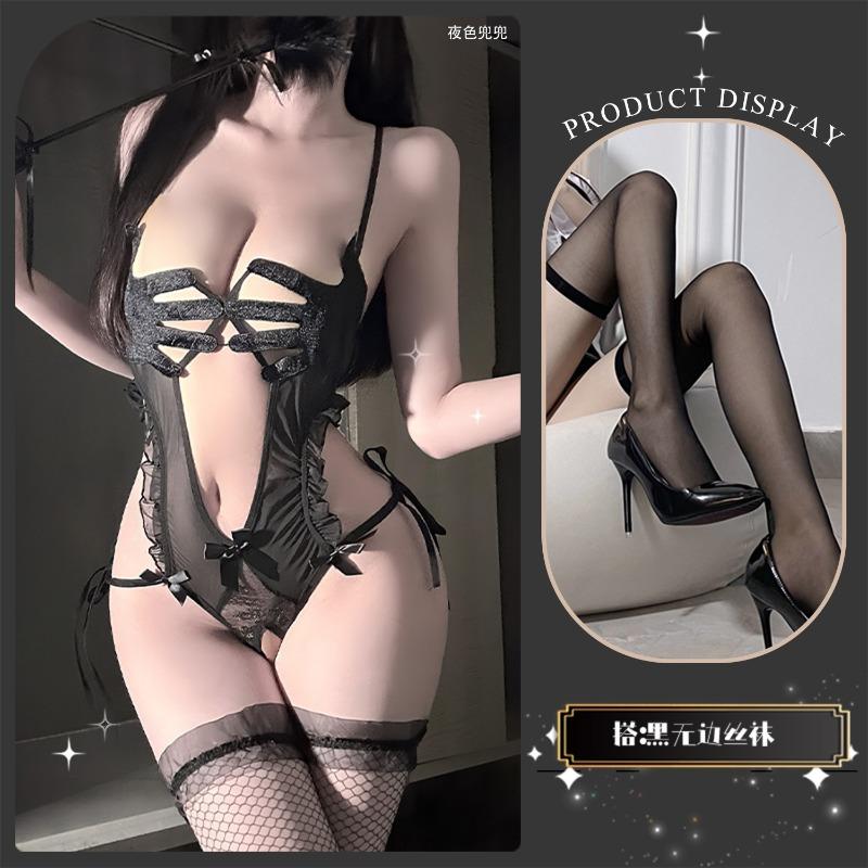 Sexy Underwear Sexy Palm Print Fun Open Crotch Onesie Perspective Hot Temptation Suit Women's Lace Hollowed Out