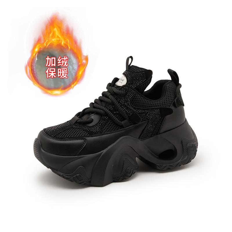 25211 Double mesh breathable dad shoes women's tide autumn new thick soles show small feet