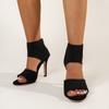 Knit Stiletto Sandals Women's Summer New Round Toe Open Toe Mesh Breathable Non-Slip Bag Heel Pump Shoes
