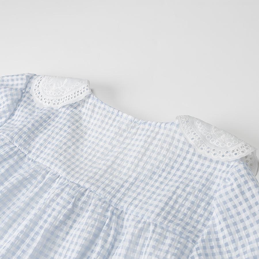 Spring 2025 Women's Fashion: European & American Style Peter Pan Collar Embroidered Shirt