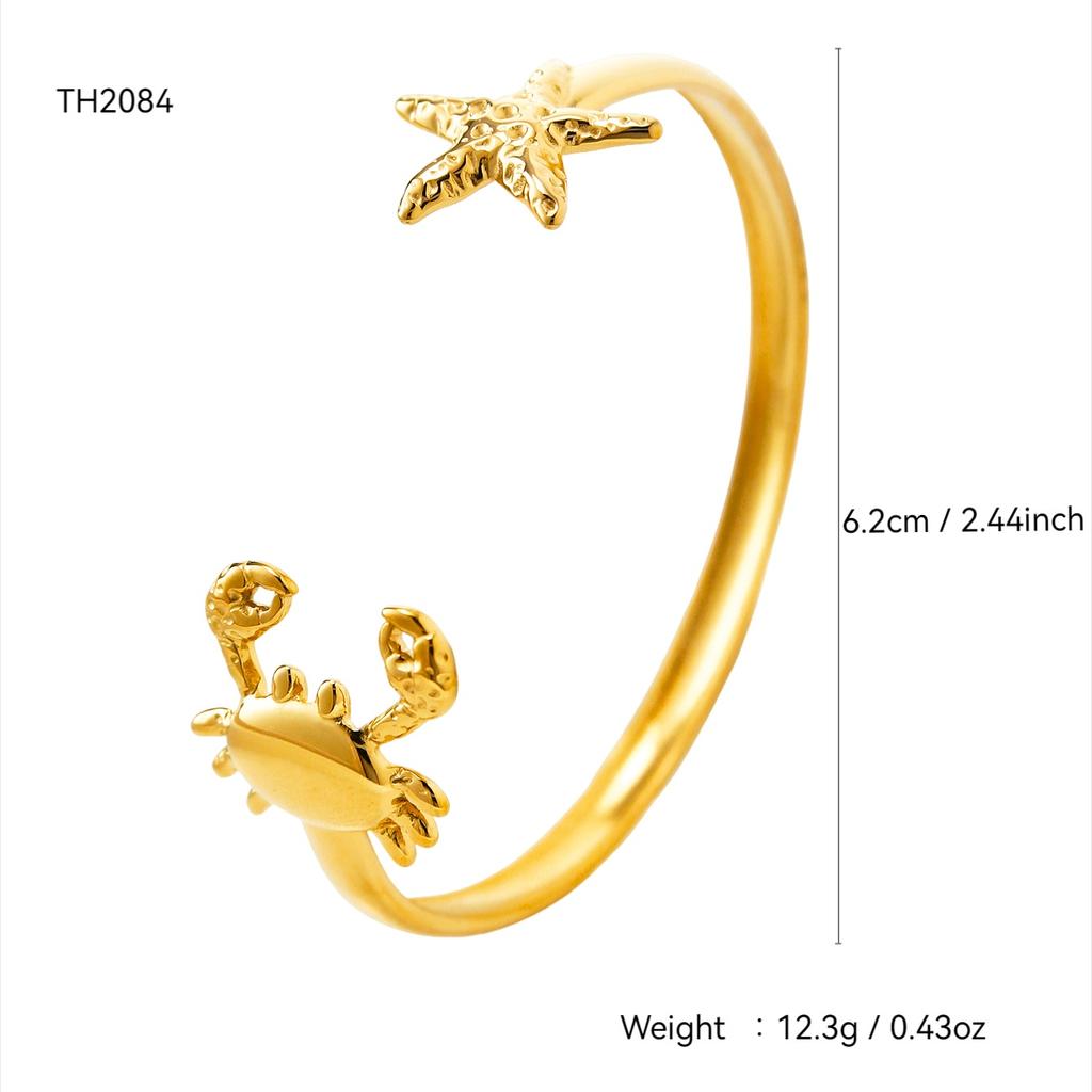 Summer Beach Series Personalized Cute Fashion Simple Stainless Steel 18K Gold-Plated Crab, Starfish Bracelet Female
