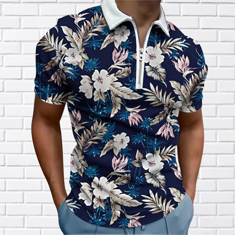 

Мужская рубашка поло повседневная на молнии с коротким рукавом модная повседневная на молнии лето весна стандартный крой 3D подсолнечник принт рубашка 8XL темно-синий