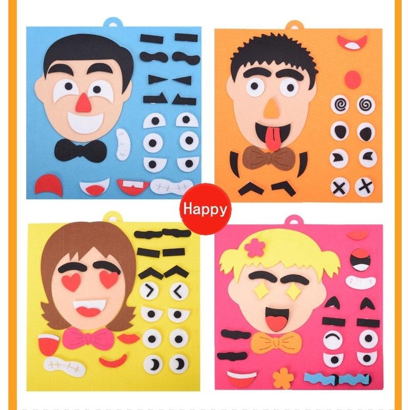 3D Children Jigsaw Material Kit Toys Stickers Facial Expressions DIY Assembling Puzzles Handmade Toys