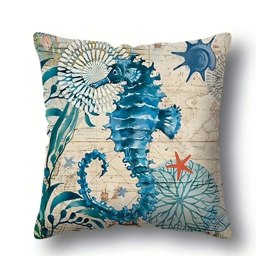 

Декор для дома Подушки с принтом карты морских существ Наволочка с узором Подходит для дивана Спальни Автомобиля Наволочка 16x16Inch