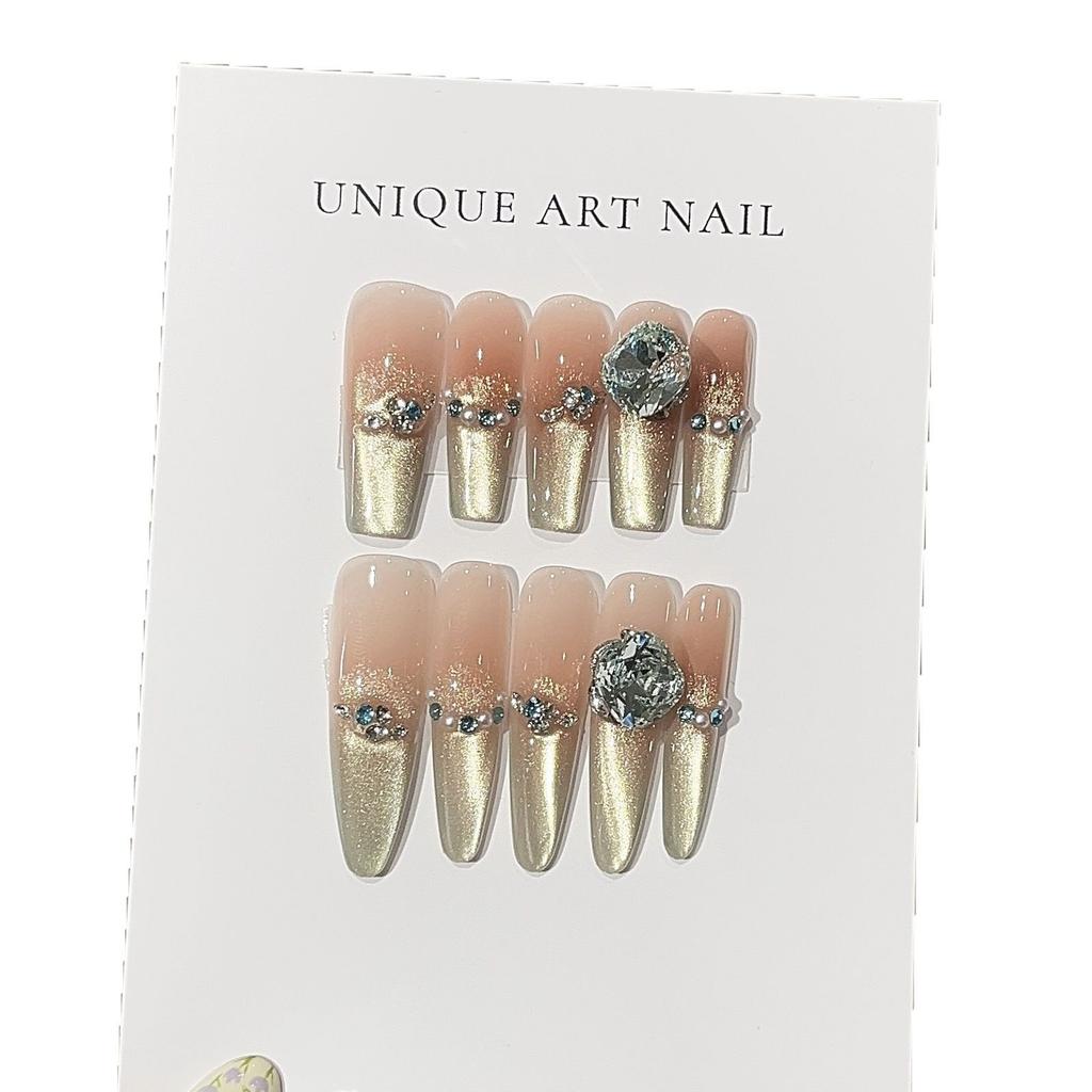 Ice Green Steam Bubble Drink Exquisite Flash Gradient Dark Night Green Cat Eye Quality K9 Diamond Light Luxury Wear Armor