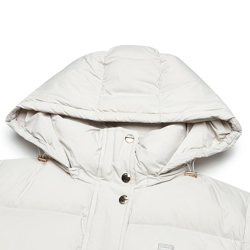 Fila Milano Italian Luxury Sports Series Goose Down Warm Solid Color Simple Hooded Long Sleeve Puffer Jacket Women Outerwear F11W445901FIV