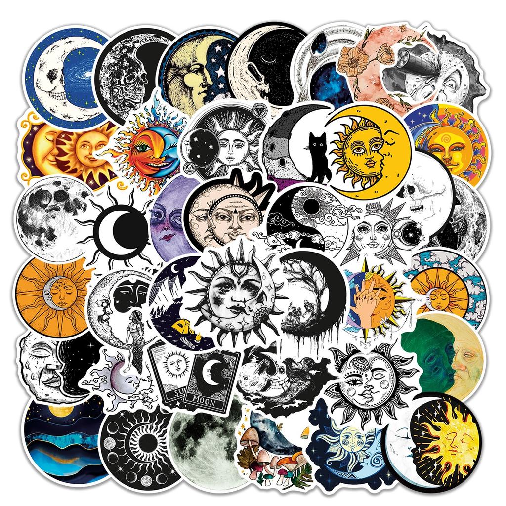 10/50Pcs Witch Moon Gothic Stickers Aesthetic Art Graffiti Stickers for DIY Luggage Laptop Skateboard Motorcycle Bicycle Stickers