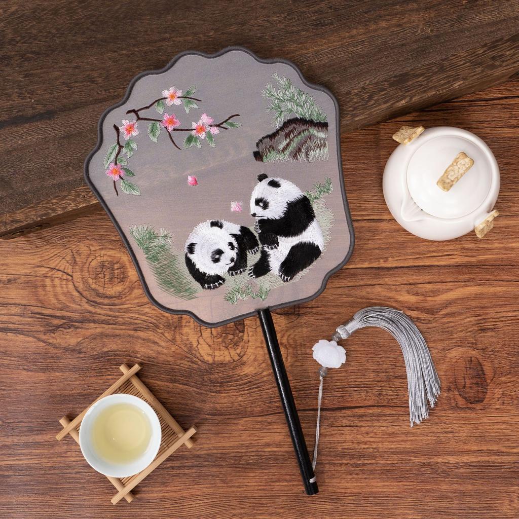 Antique Sle Round Fan Handicrt Dance Costume Qipao Special Ape Suzhou Embroidery F Transparent Double Sided Fan