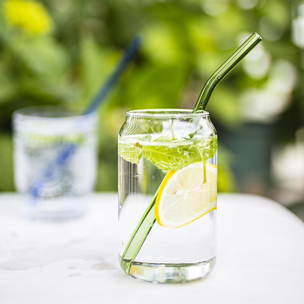 30 PCS Drinking Straws, 8 x 200 mm Bulk Reusable Glass Straws, Include 12 Straight 12 Bent 6 Cleaning Brush, Straws for Smoothies, Milkshake, Juice