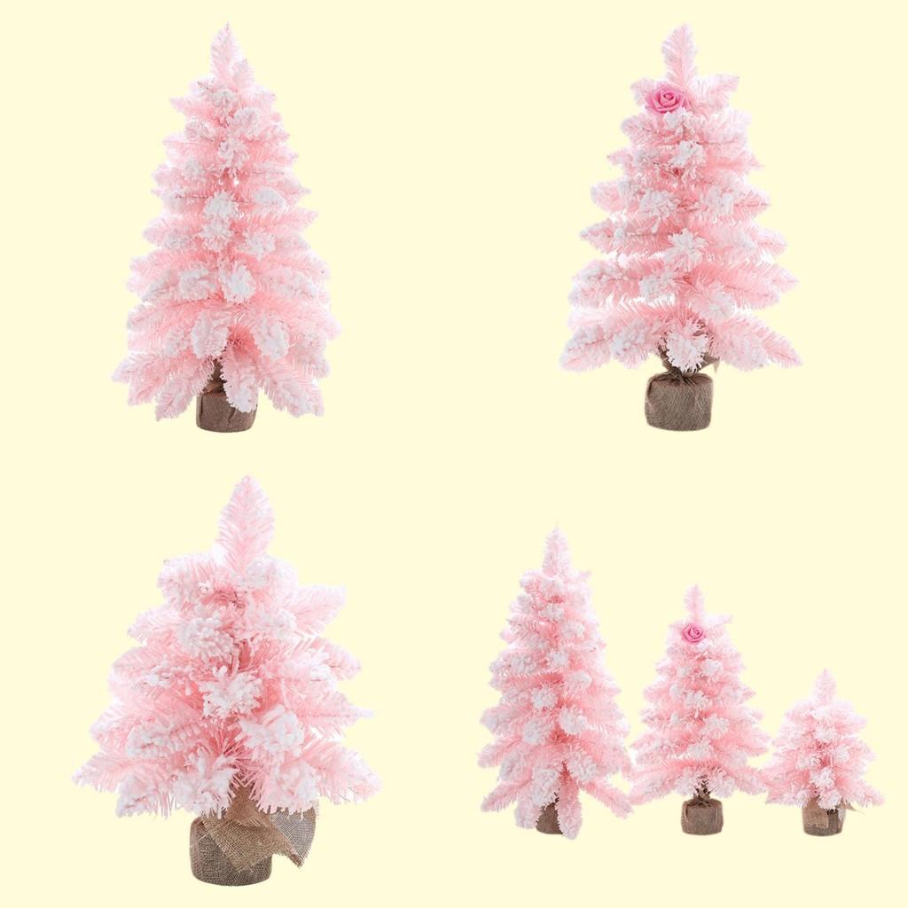 Snow Pointy Pink Spray Mini Christmas Tree Tabletop Window Decoration Decoration