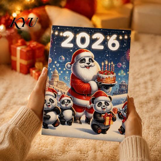 Creative Holiday Ornament Christmas Panda Advent Calendar, 24 Days Countdown Contains Acrylic Party Favors Ornaments, Cute Hanging Decorations
