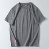 Foreign Trade Export Surplus White T-Shirt for Men, Pure Cotton, Washed, Short-Sleeve, New Style, Solid Color, Round Neck, Summer Top