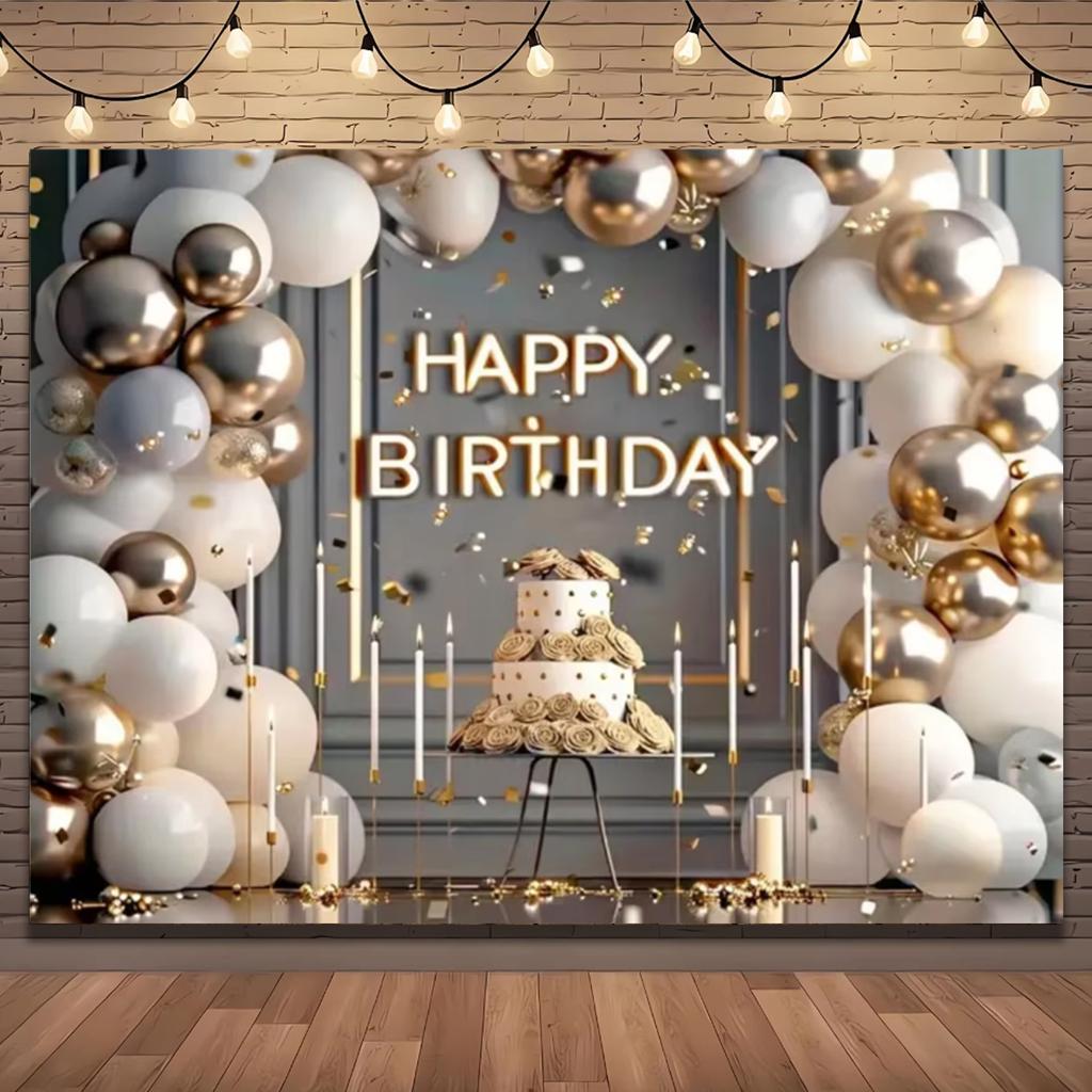 Gold Glitter Blue Birthday Party Background Balloon Star Stand Banner Poster Background  Theme Party Decoration Supplies Gi