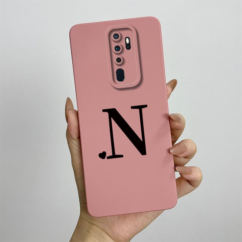 Cute Initial Letters Case For OPPO A5 (2020) Liquid Silicone Smooth Cases For OPPO A9 (2020) A11X Soft Cover OPPO A5 2020 Bag