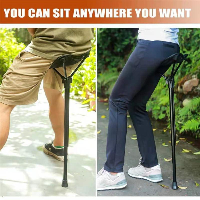 Folding Chair Collapsible Chair Retractable Walking Aid Crutch Stool Adjustable Hiking Chair For Outdoor Hiking Picnic Travel