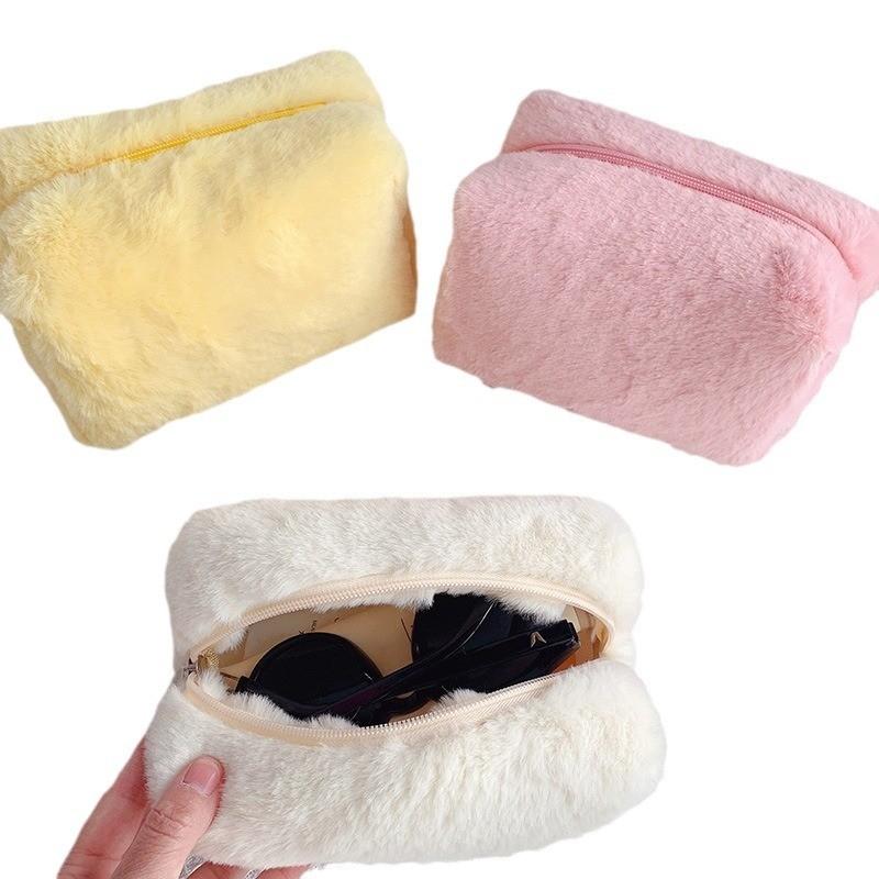 Macaron Plush Pencil Case With Hand Strap For School And Travel Use