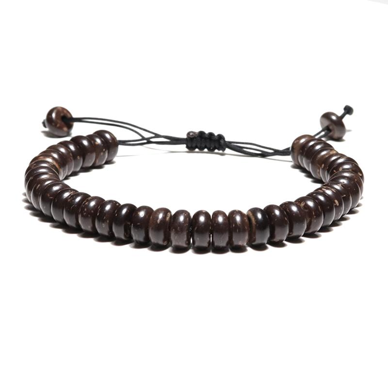

Noter Handmade Weaven Natural Wooden Bracelet For Men Sanskrit Buddha Meditation Braclet Adjustable Tibetan Braslet Accessories коричневый