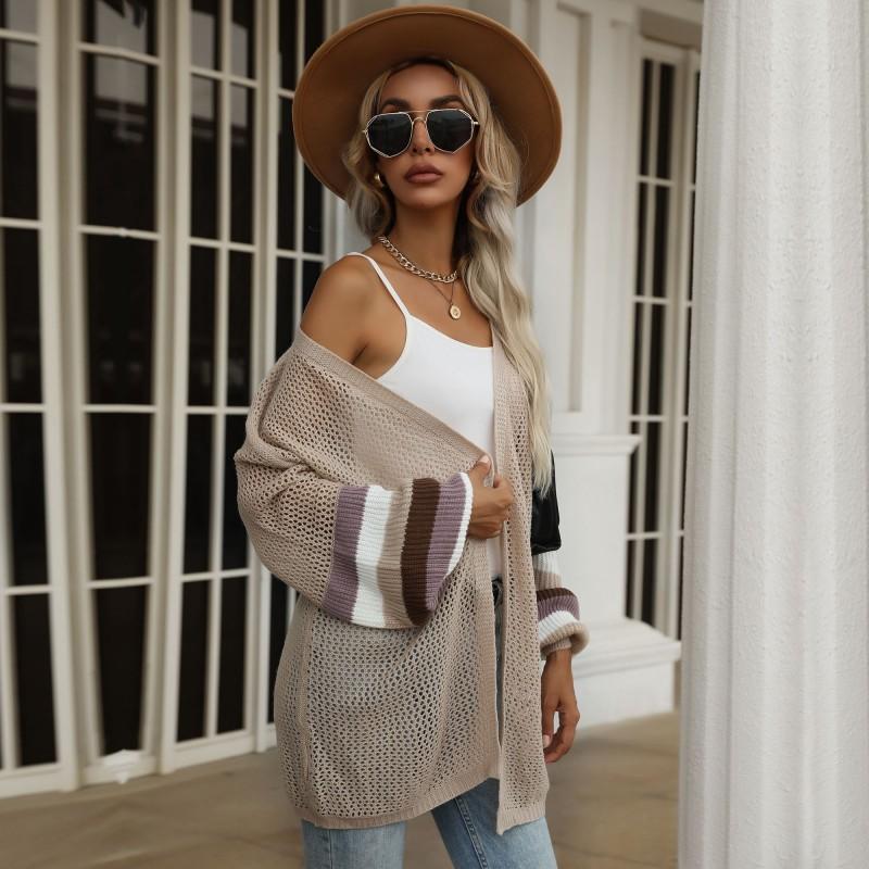 Women's Cardigan, Color-Block, Loose Fit