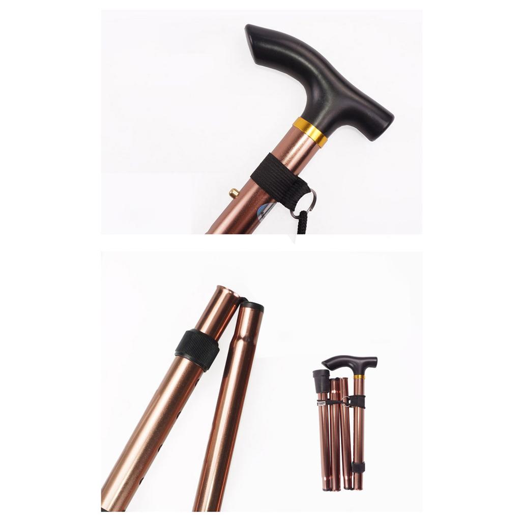 Folding Walking Stick Aluminum Alloy Crutches Non Slip Telescopic Crutches for Elderly Brown 82 92cm   32.3 36.2in