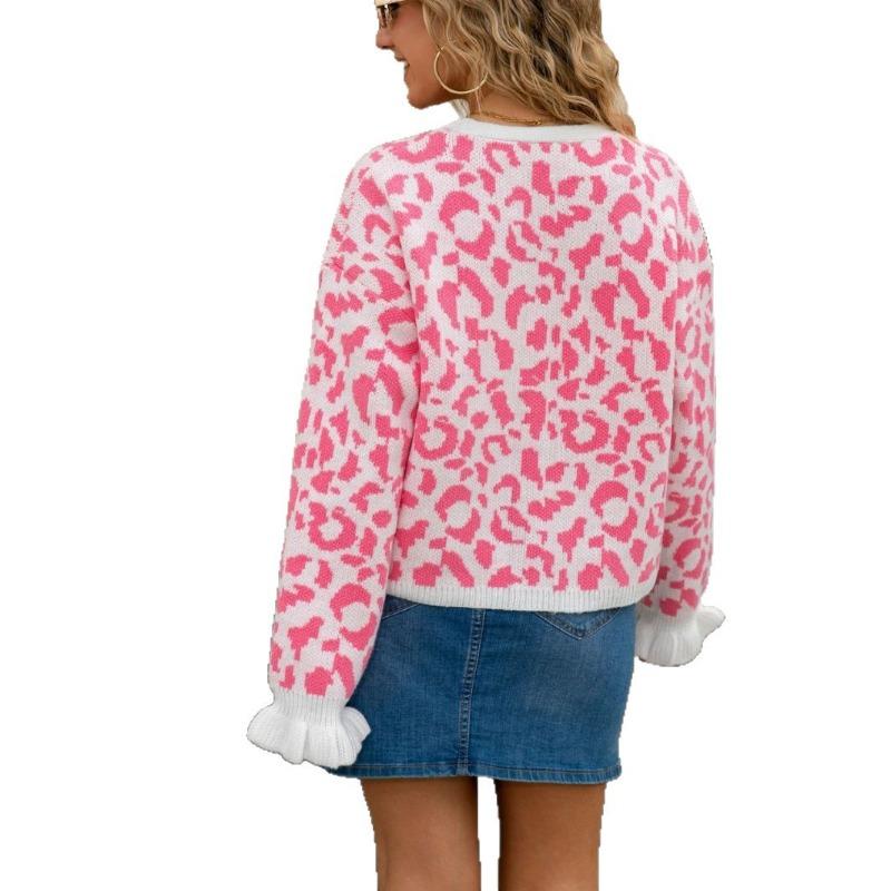 2025 New Winter Women's Jacquard Strap Cardigan Personality Knitted Short Sweater Jacket for Women