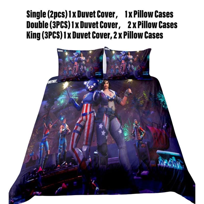 Fortnite Bedding Set 3-piece Bedding Set With Pillowcase And Duvet Cover Polyester Material