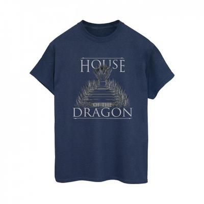 Game Of Thrones: House Of The Dragon Womens/Ladies Throne Text Cotton Boyfriend T-Shirt