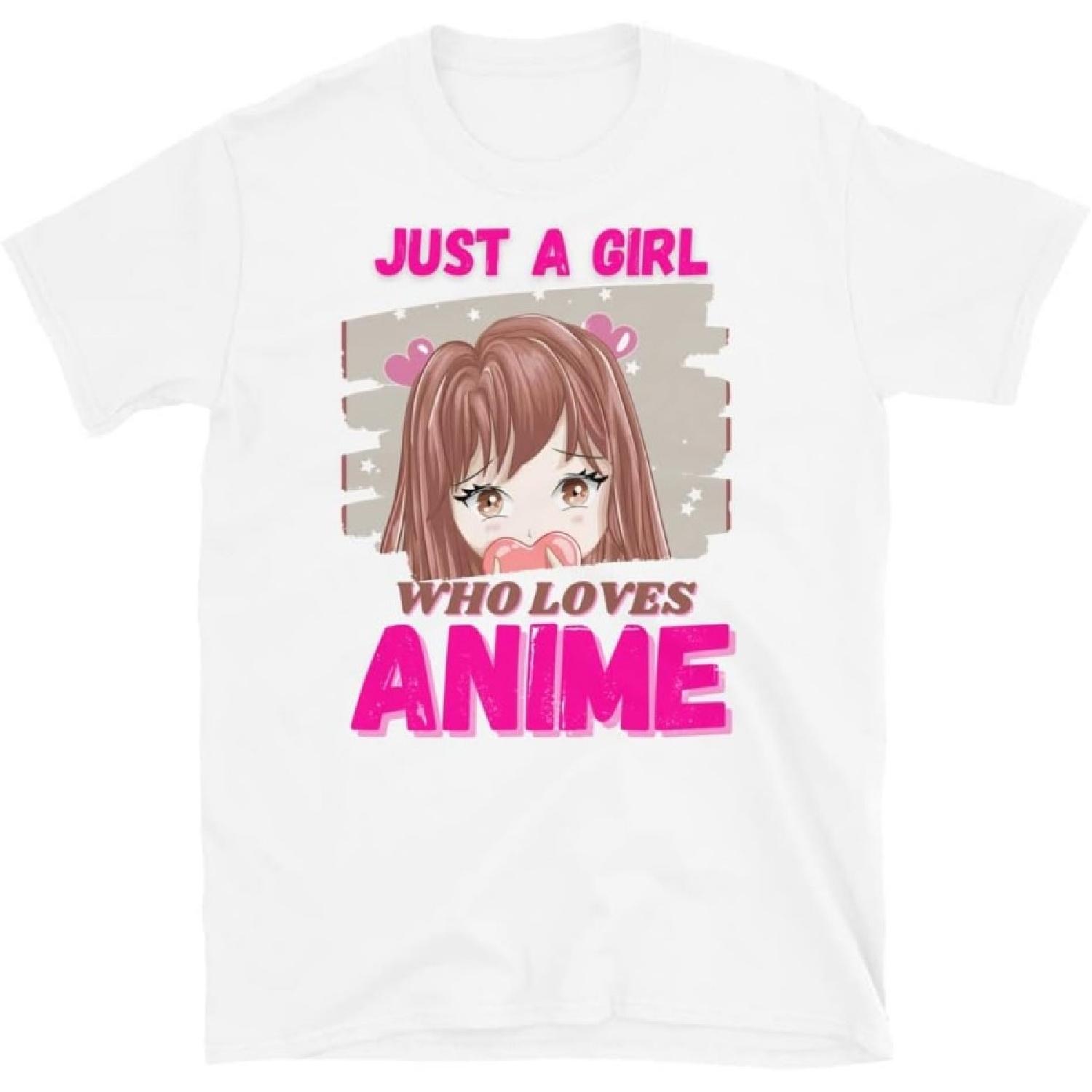 Just a Girl Who Love Anime Shirt, Anime Shirt for Women, Anime Gifts, Pink Anime Shirt S