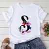 Large Size T-Shirt 26 English Letters Butterfly Print T-Shirt Women'S Short-Sleeved Women'S Clothing