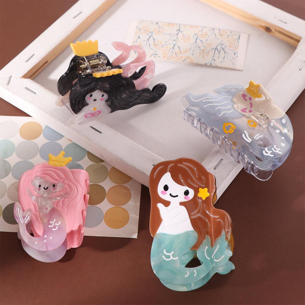 Geometry Cartoon Mermaid Hair Claw Lovely Acetic Acid Shark Clip Creative Hair Claw  Streetwear