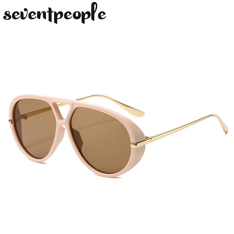 Luxury Brand Oversized Punk Oval Sunglasses Women Metal Toad Frame Double Beam Shades UV400 Protection Eyewear For Ladies