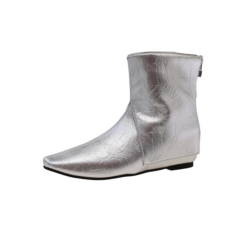 Fashion Temperament Flat Single Boots Autumn New Pointed Toe Rear Zipper Anti-Slip Wear-Resistant Sleeve Boots