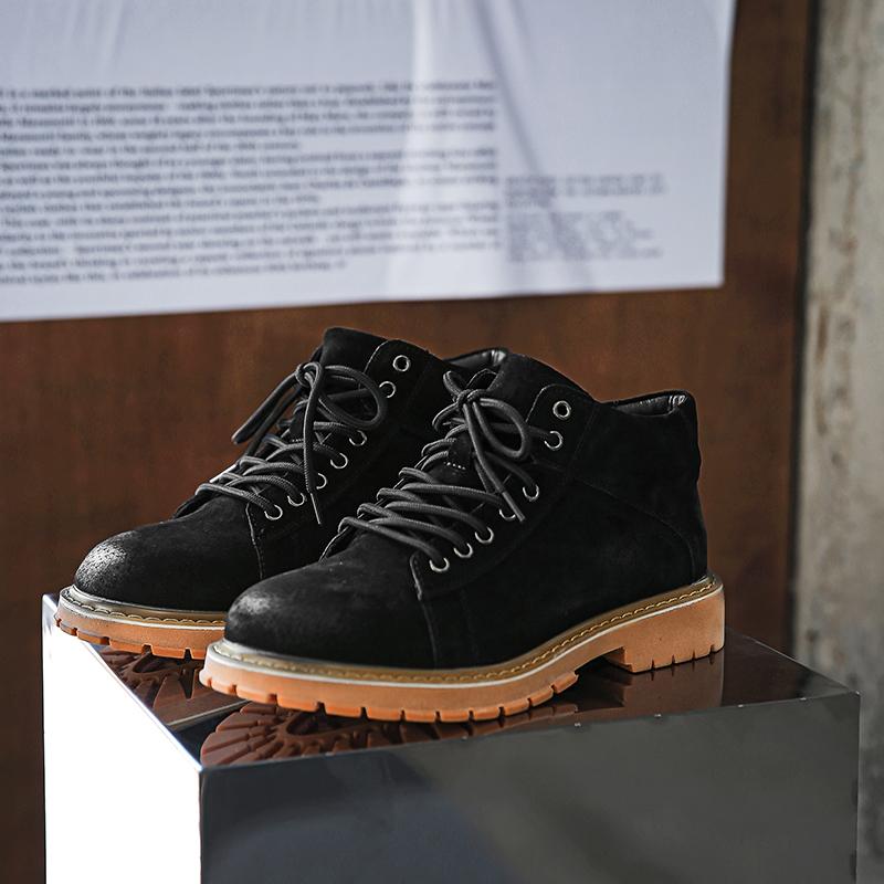 

Новые мужские ботинки в классическом ретро-стиле, повседневная обувь для ежедневных поездок, ботильоны, весна-осень, на толстой подошве, мужские удобные рабочие ботинки 44 чёрный