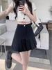 High-Waist Black Pleated A-Line Skirt for Women, Summer 2024 - Anti-Exposure & Slimming Design
