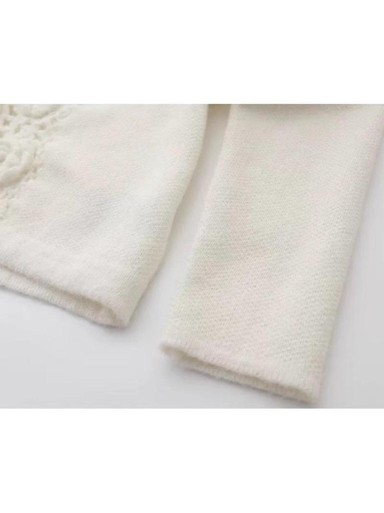 Korean Style 3D Rose V-Neck Wool Cardigan Sweater for Women