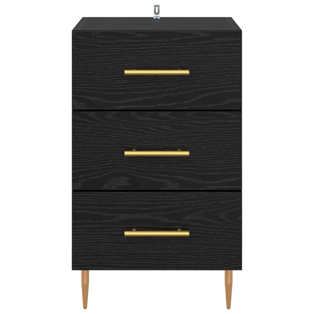 Nightstand Black Oak Effect 40 X 40 X 66 Cm Engineered Wood