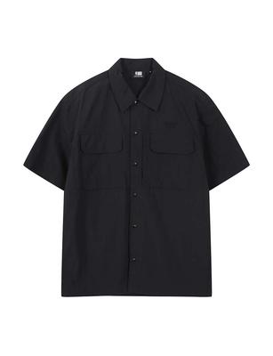 Enbiei Nylon Short Sleeve Shirt Jacket Black