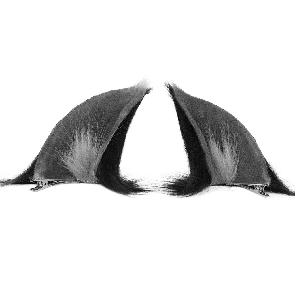 2Pieces Plush Wolf Ear Hair Clips Children Halloween Cosplay Animals Ears