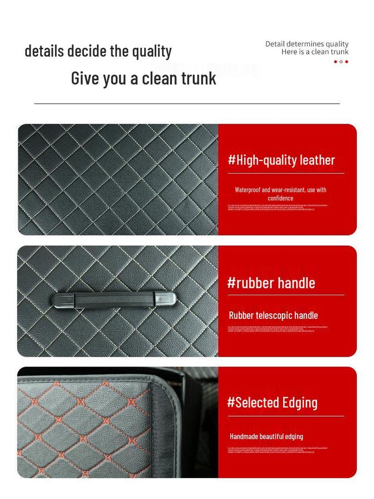 Trunk Storage Box: Multifunctional Folding Car Organizer with Logo-Printed Leather