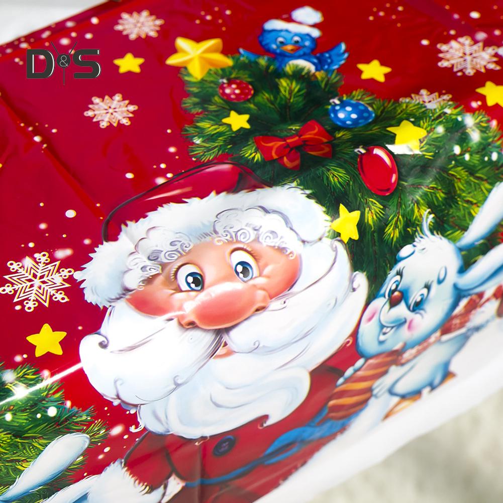 Mantel de mesa de Papá Noel, cojín, tapete de PVC, impermeable, decoración de fiesta