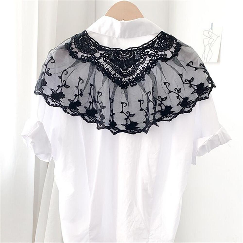 Sweet Lace Embroidered Fake Collar Shawl Blouse Decoration Detachable Collar Women's Shirt Dress False Collar Top Accessories