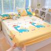 Cartoon Style Rabbit Fitted Sheet Set Skin-friendly Breathable Non-slip Bed Cover with 2 Pillowcases Bedding Set for Boys Girls